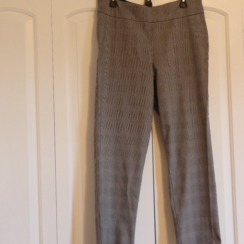 Kim Rogers Petite Check Plaid Pull on Pants Size 14 Office Casual